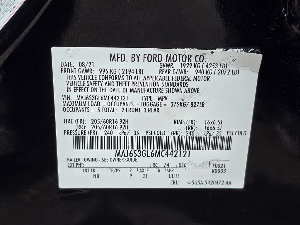 Certified 2021 Ford EcoSport SE w/ Interior Protection Package AWD/4WD image 34