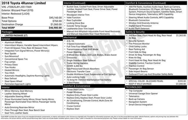 Used 2018 Toyota 4Runner Limited AWD/4WD image 11