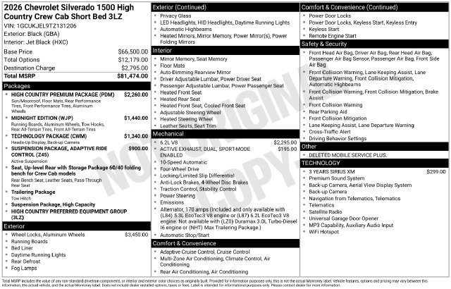 Used 2026 Chevrolet Silverado 1500 High Country w/ High Country Premium Package AWD/4WD image 2