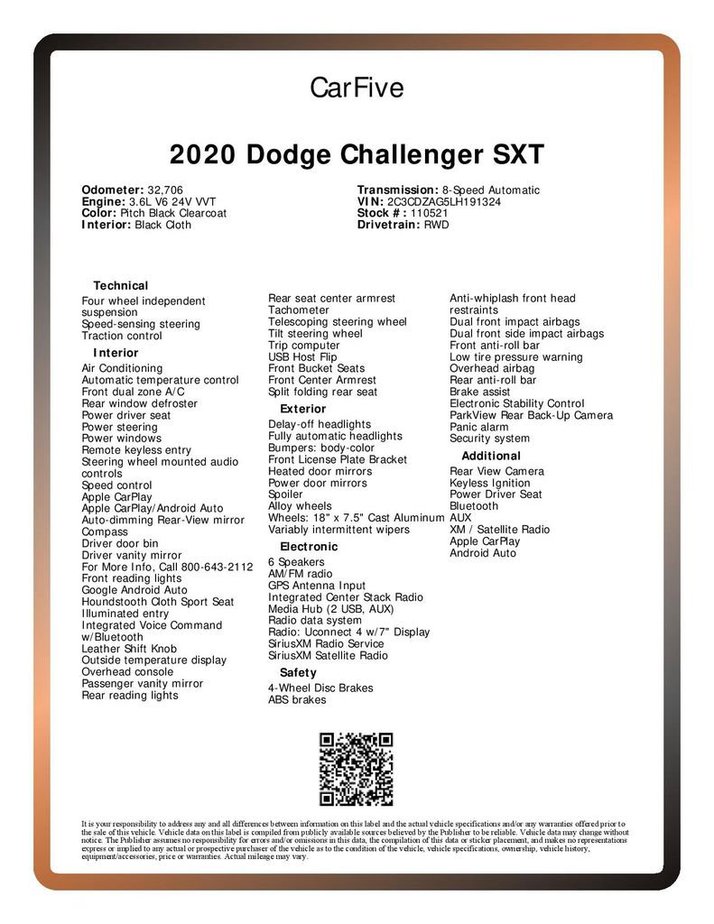 Used 2020 Dodge Challenger SXT RWD image 32
