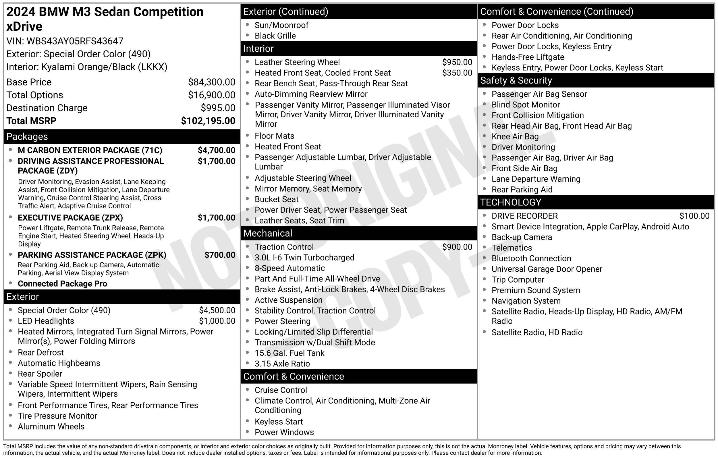 Used 2024 BMW M3 Competition w/ M Carbon Exterior Package AWD/4WD image 6
