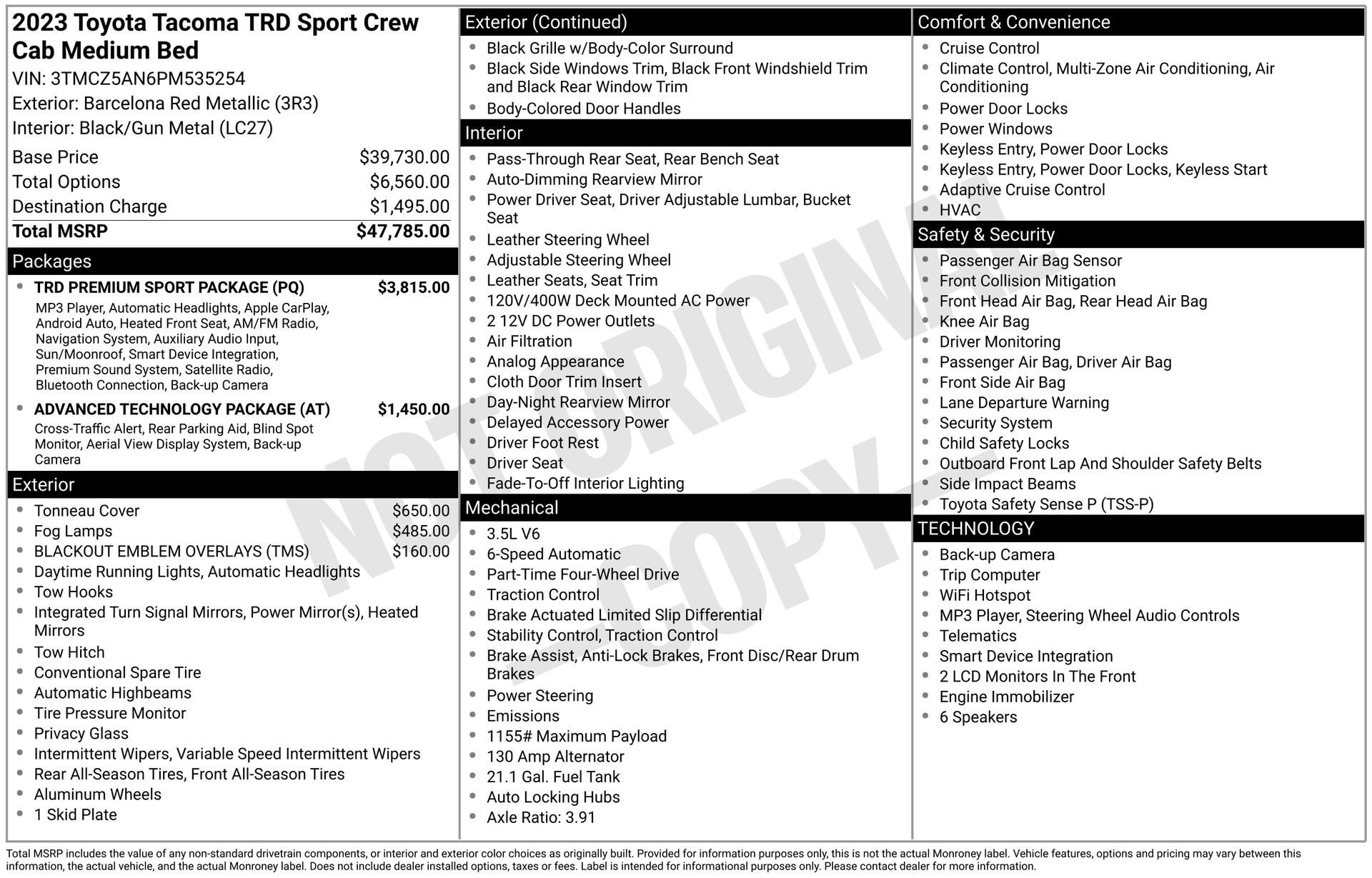 Used 2023 Toyota Tacoma TRD Sport w/ TRD Premium Sport Package AWD/4WD image 3