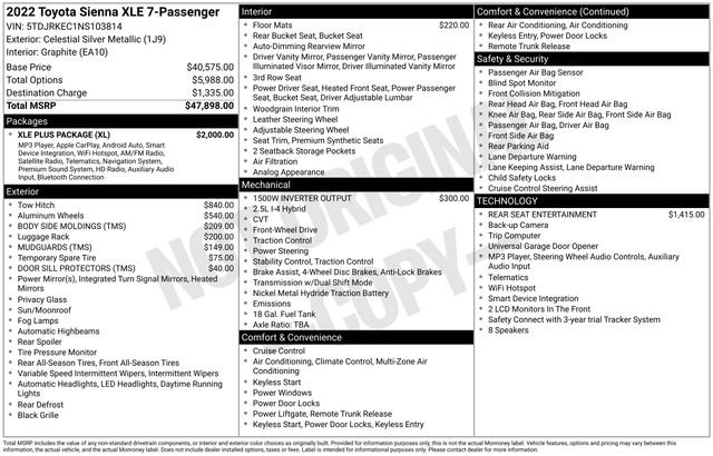 Used 2022 Toyota Sienna XLE w/ XLE Plus Package FWD image 10