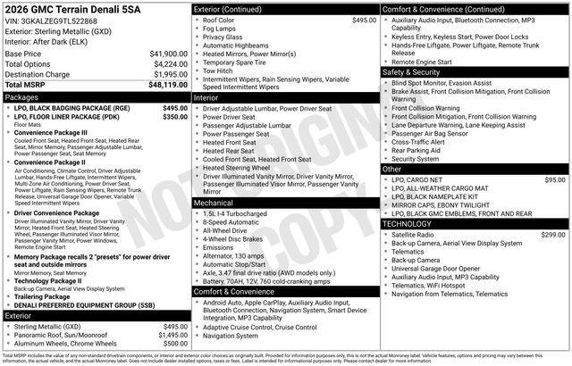 New 2026 GMC Terrain Denali w/ LPO, Black Badging Package AWD/4WD image 24