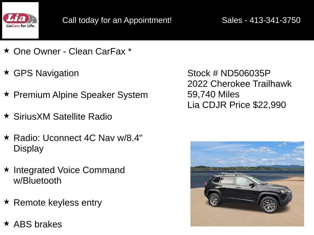 Used 2022 Jeep Cherokee Trailhawk w/ Sun, Sound & Nav Group AWD/4WD image 21