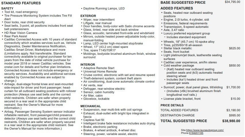 Used 2019 Cadillac XT4 Luxury w/ Cold Weather Package FWD image 2