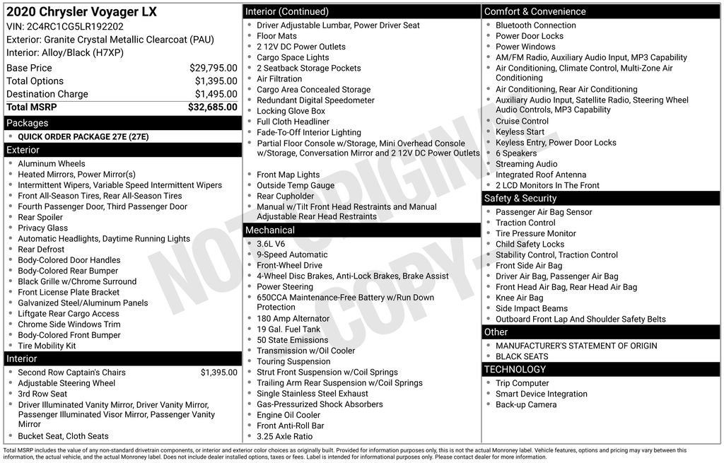 Used 2020 Chrysler Voyager LX FWD image 27