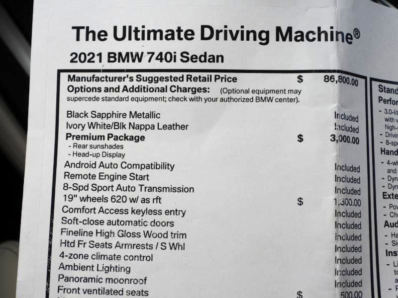 Used 2021 BMW 740i w/ Premium Package image 82