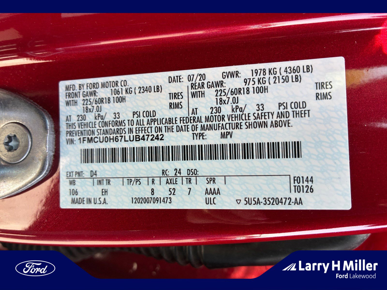 Used 2020 Ford Escape SEL FWD image 25