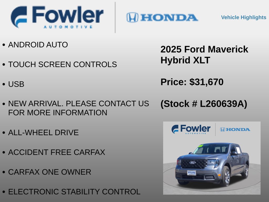 Used 2025 Ford Maverick XLT w/ Equipment Group 301A AWD/4WD image 8