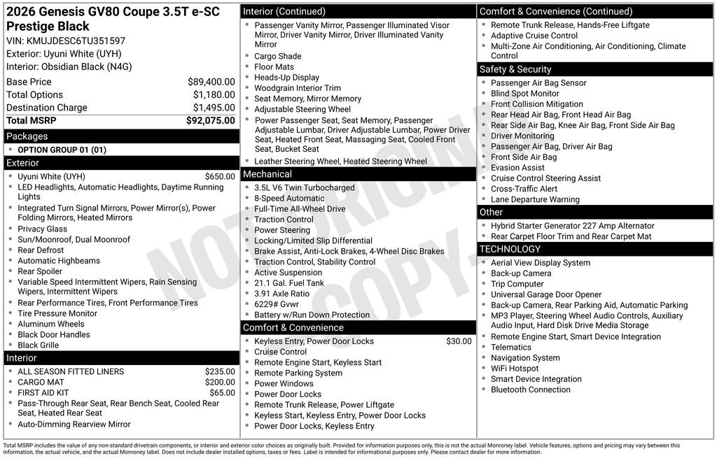 New 2026 Genesis GV80 3.5T Prestige AWD/4WD image 4