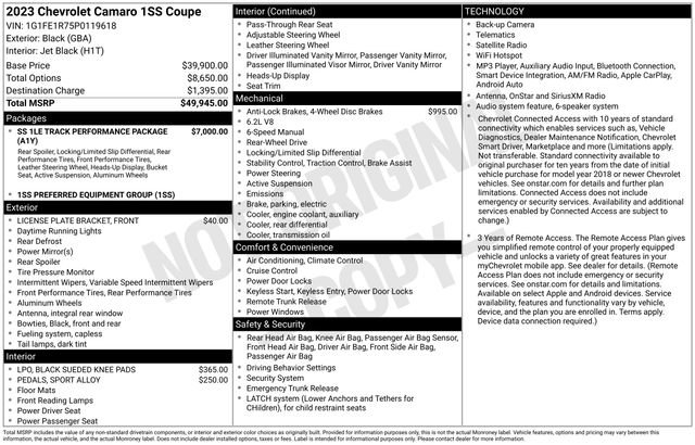 Used 2023 Chevrolet Camaro SS RWD image 40