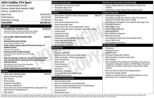 Certified 2024 Cadillac XT6 Sport w/ Technology Package AWD/4WD image 37