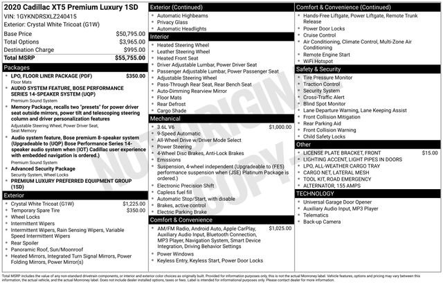 Certified 2020 Cadillac XT5 Premium Luxury w/ LPO, Floor Liner Package image 33