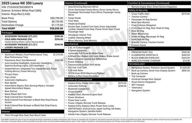 Used 2025 Lexus NX 350 AWD w/ Accessory Package (2T) image 53