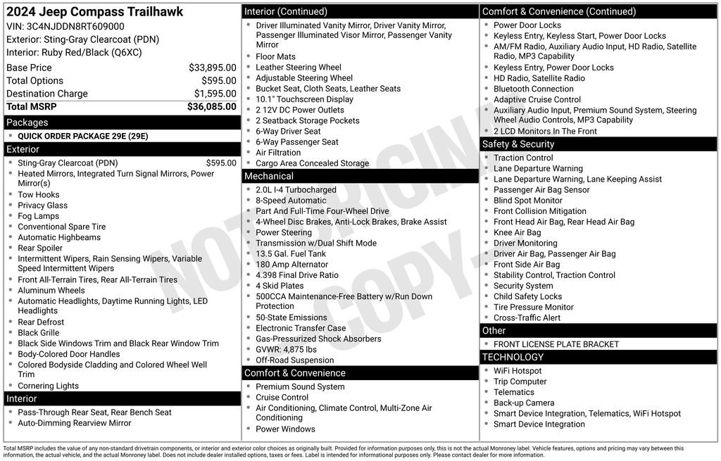 Certified 2024 Jeep Compass Trailhawk AWD/4WD image 36
