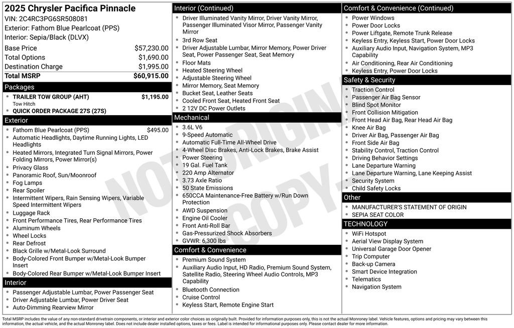 Used 2025 Chrysler Pacifica Pinnacle w/ Trailer Tow Group AWD/4WD image 15
