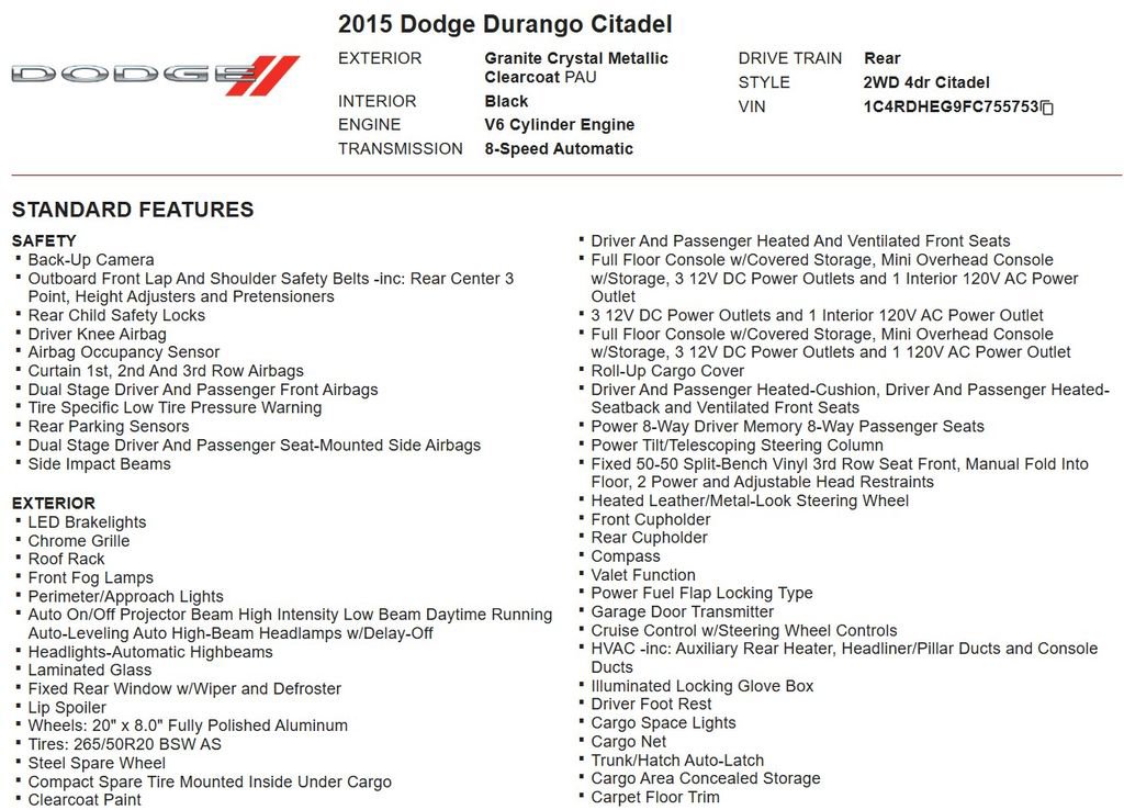 Used 2015 Dodge Durango Citadel w/ Technology Group RWD image 16