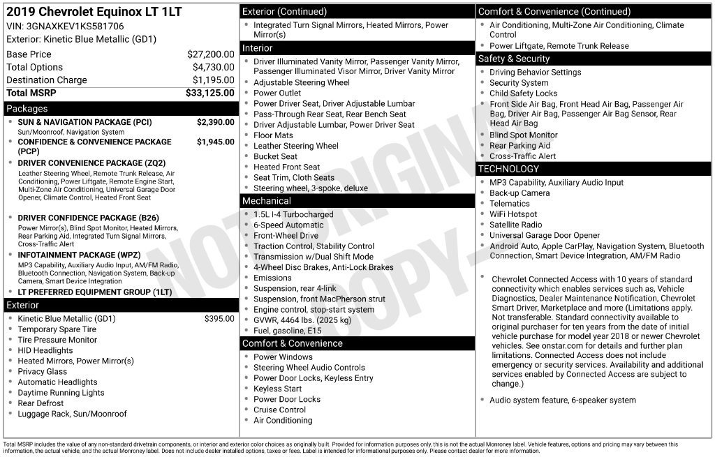 Used 2019 Chevrolet Equinox LT w/ Sun & Navigation Package FWD image 34