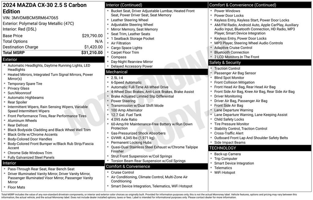 Used 2024 MAZDA CX-30 AWD 2.5 S w/ Preferred Package image 37