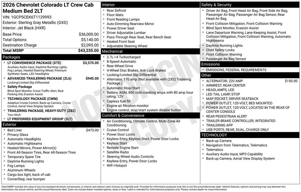 New 2026 Chevrolet Colorado LT w/ LT Convenience Package image 26