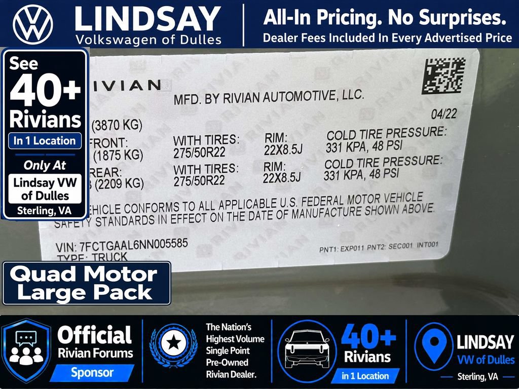 Used 2022 Rivian R1T Launch Edition AWD/4WD image 29