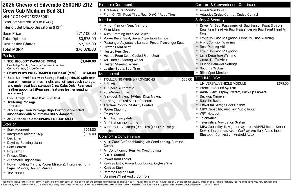 Used 2025 Chevrolet Silverado 2500 ZR2 w/ Technology Package AWD/4WD image 37