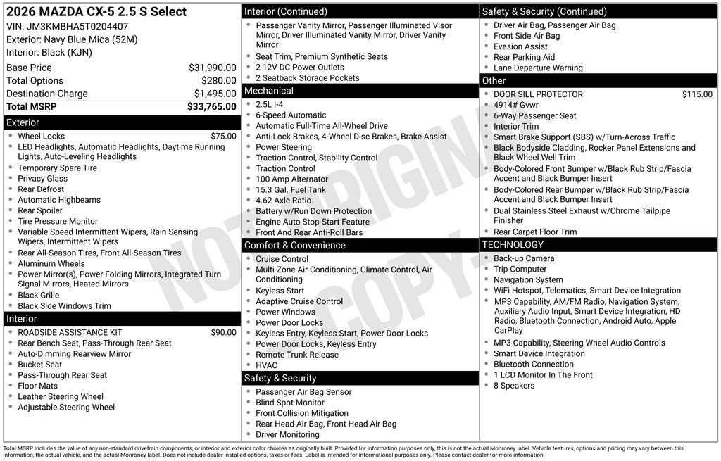New 2026 MAZDA CX-5 Select AWD/4WD image 6