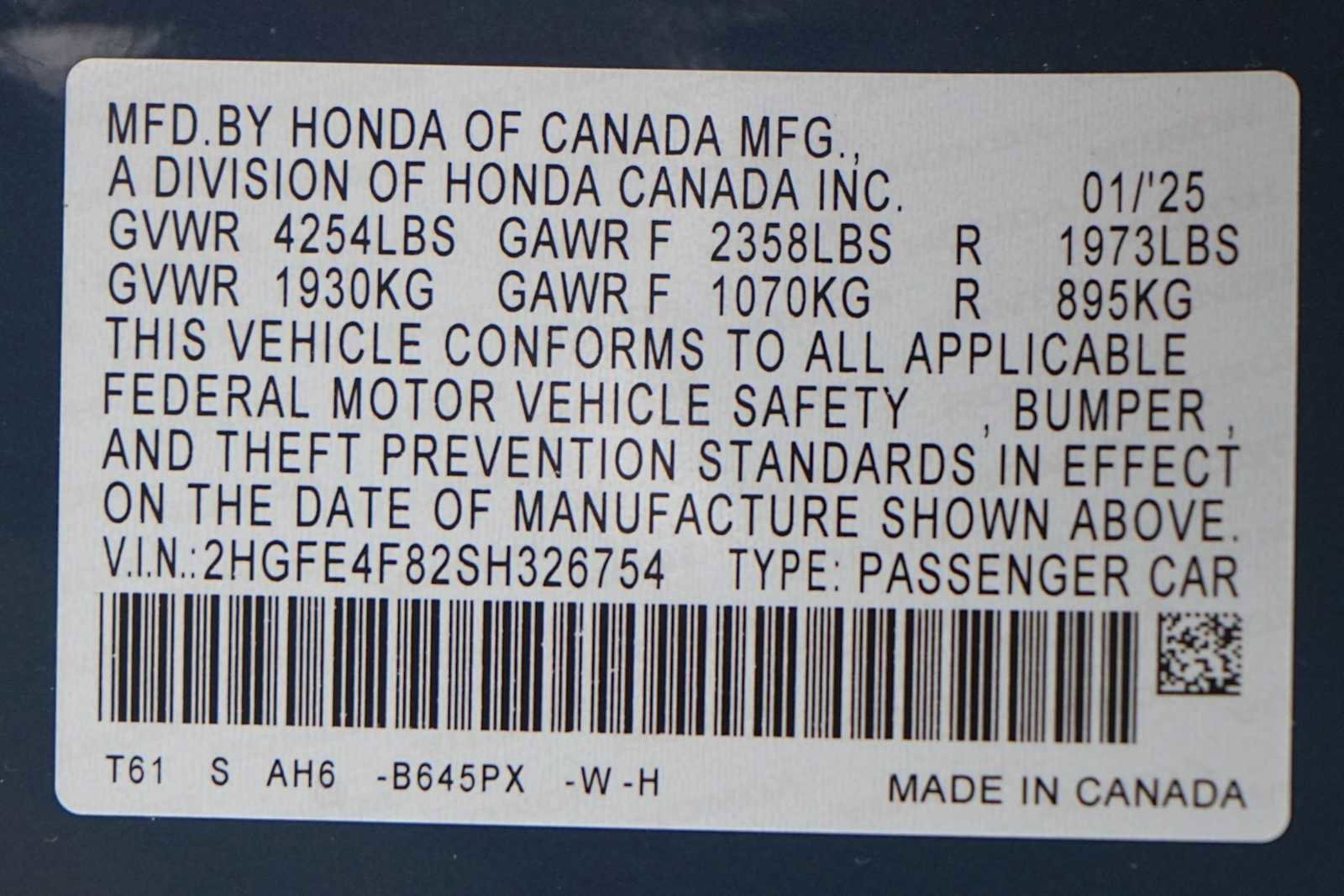 Certified 2025 Honda Civic Sport image 30