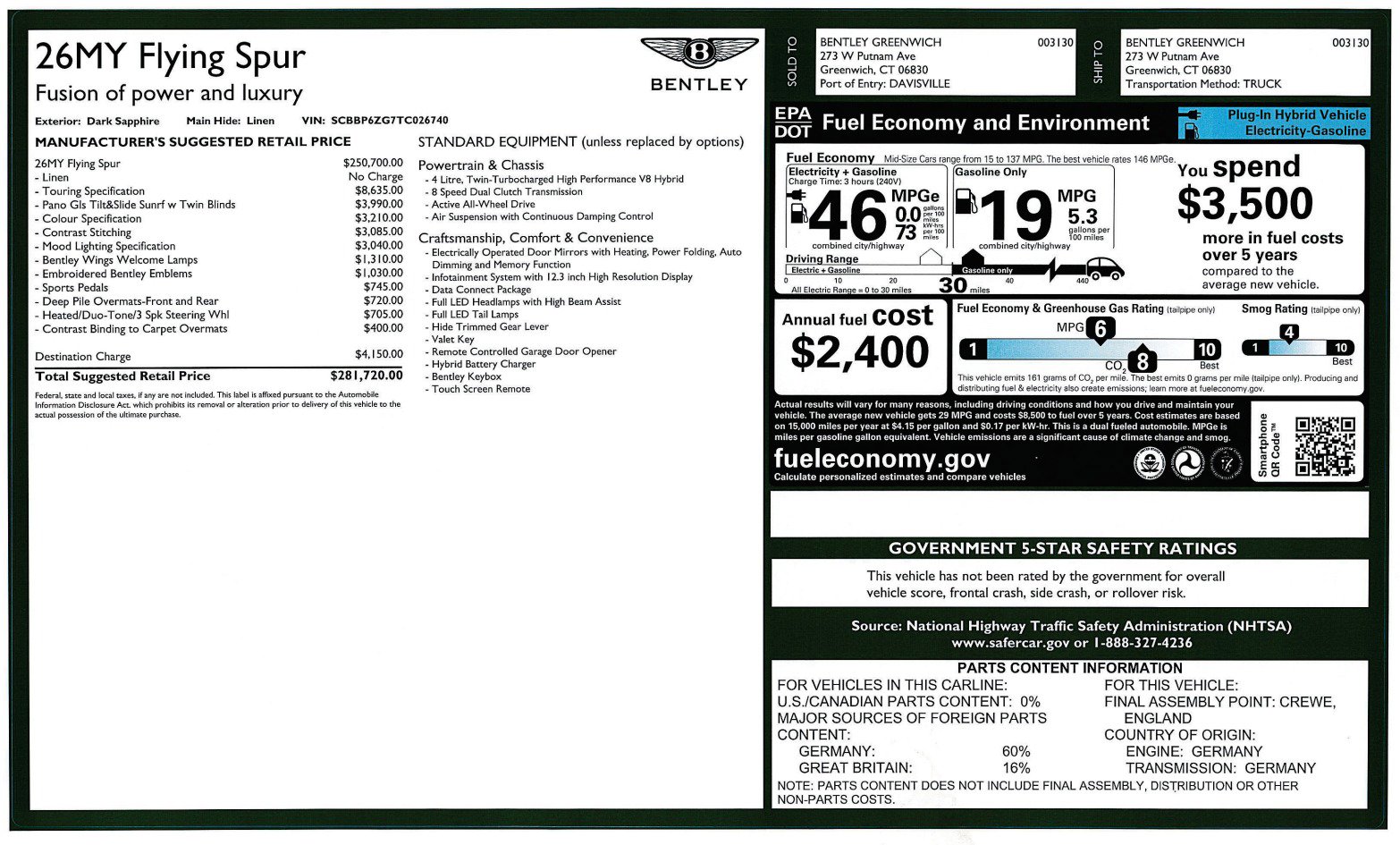 New 2026 Bentley Flying Spur Plug-In Hybrid AWD/4WD image 30
