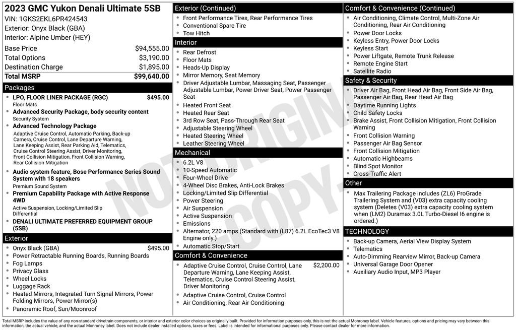 Used 2023 GMC Yukon Denali Ultimate w/ LPO, Floor Liner Package image 65