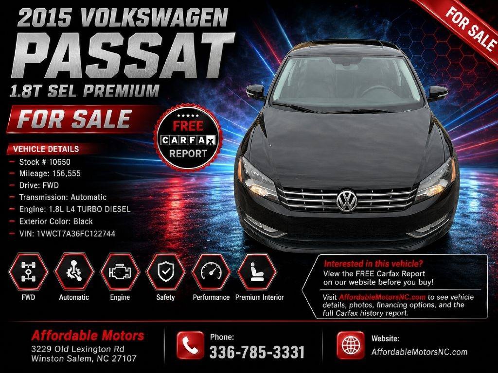 Used 2015 Volkswagen Passat 1.8T SEL Premium FWD image 1