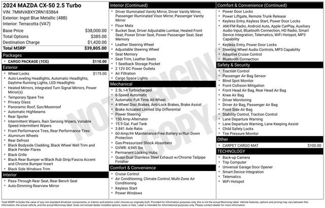 Used 2024 MAZDA CX-50 AWD 2.5 Turbo w/ Cargo Package image 35
