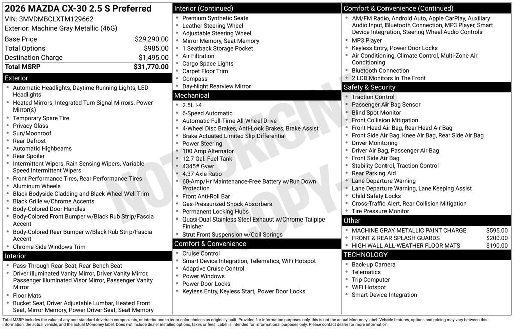New 2026 MAZDA CX-30 AWD 2.5 S image 31