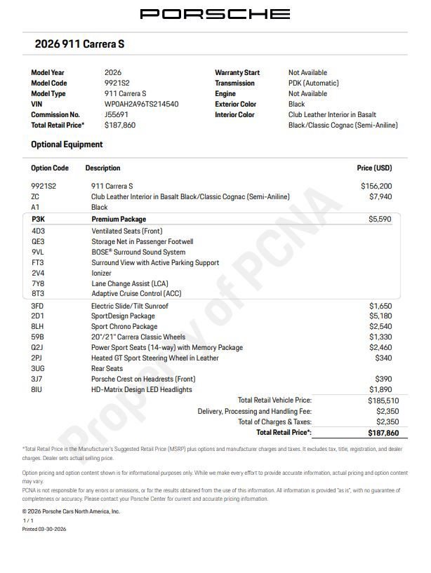 New 2026 Porsche 911 Carrera S RWD image 6