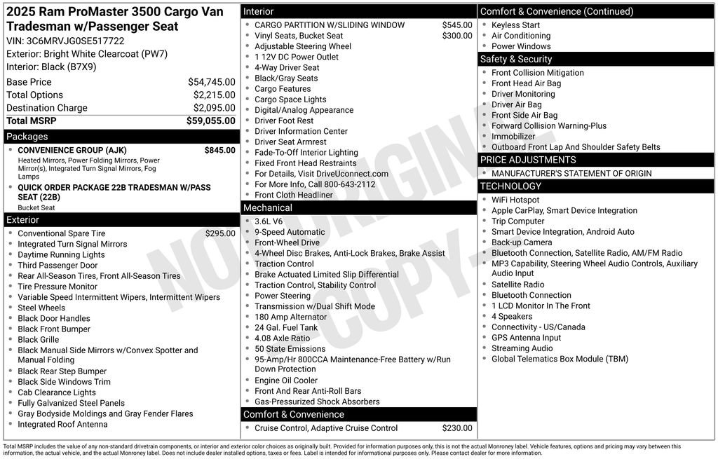 Used 2025 RAM ProMaster 3500 w/ Convenience Group FWD image 7