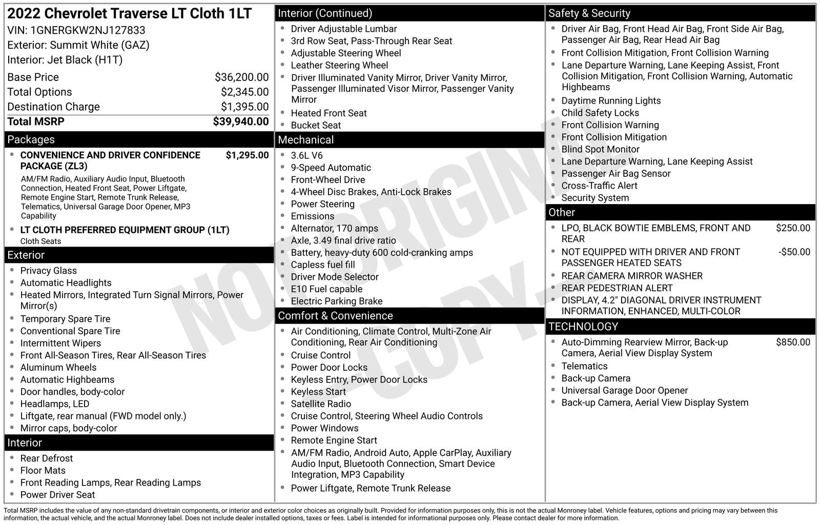 Used 2022 Chevrolet Traverse LT image 36