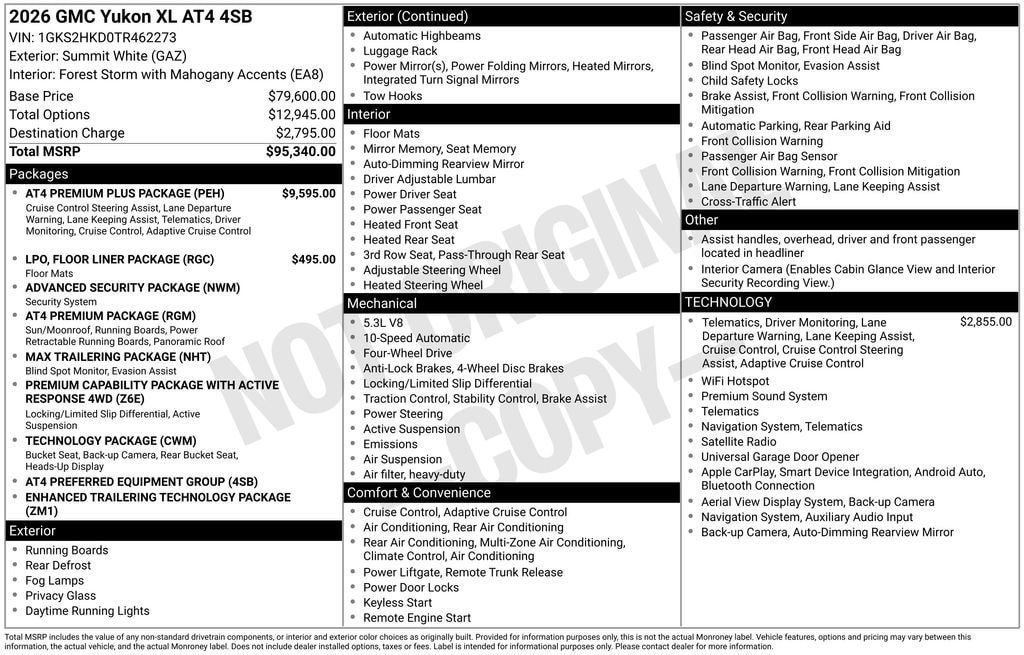 New 2026 GMC Yukon XL AT4 w/ AT4 Premium Plus Package AWD/4WD image 4