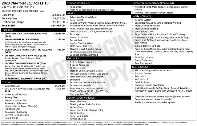 Used 2020 Chevrolet Equinox LT AWD/4WD image 13