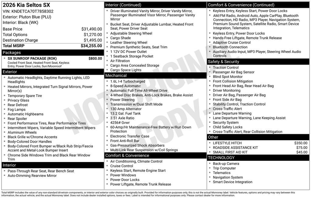 New 2026 Kia Seltos SX w/ SX Sunroof Package AWD/4WD image 32