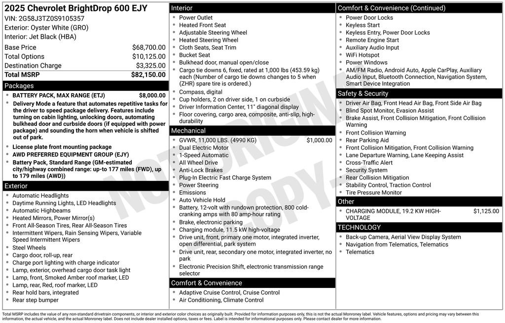 New 2025 Chevrolet Brightdrop 600 w/ Battery Pack, Max Range image 15