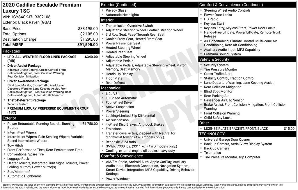 Certified 2020 Cadillac Escalade Premium Luxury AWD/4WD image 4
