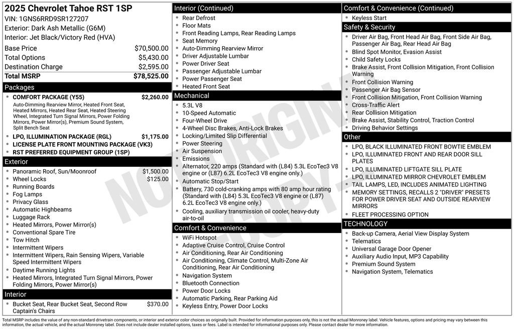 Used 2025 Chevrolet Tahoe RST w/ Comfort Package AWD/4WD image 24