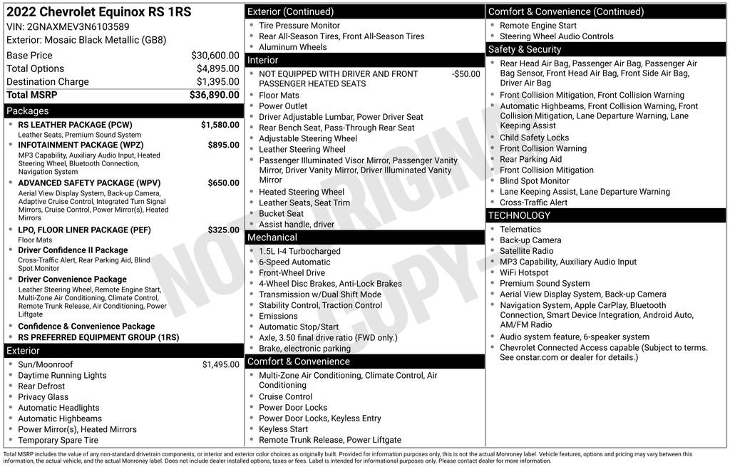 Used 2022 Chevrolet Equinox RS w/ RS Leather Package FWD image 40