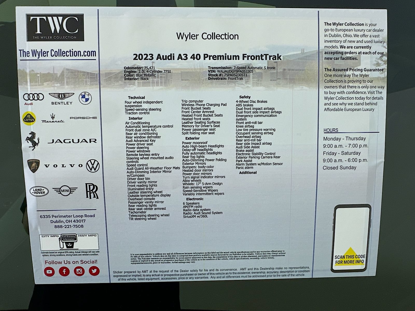 Used 2023 Audi A3 2.0T Premium w/ Convenience Package FWD image 9