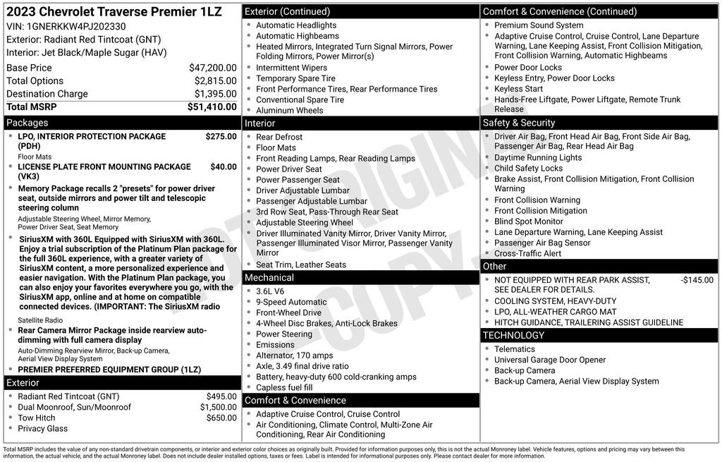 Used 2023 Chevrolet Traverse Premier FWD image 33