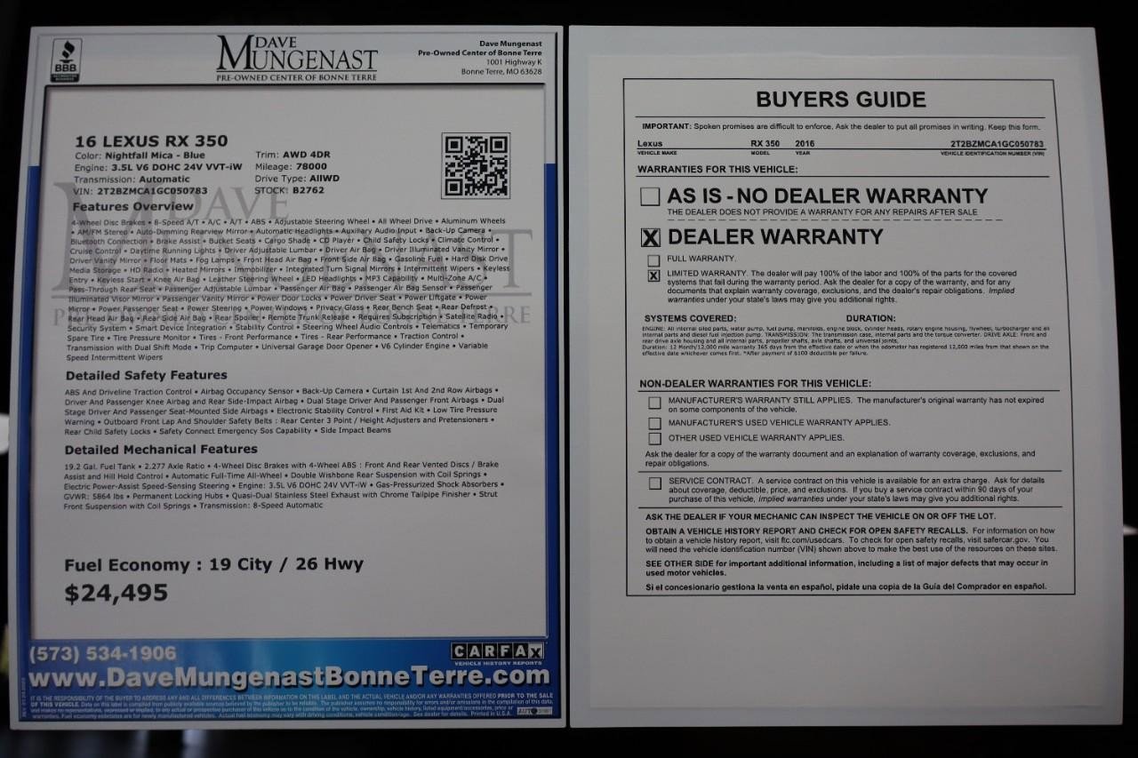 Used 2016 Lexus RX 350 AWD w/ Premium Package image 37