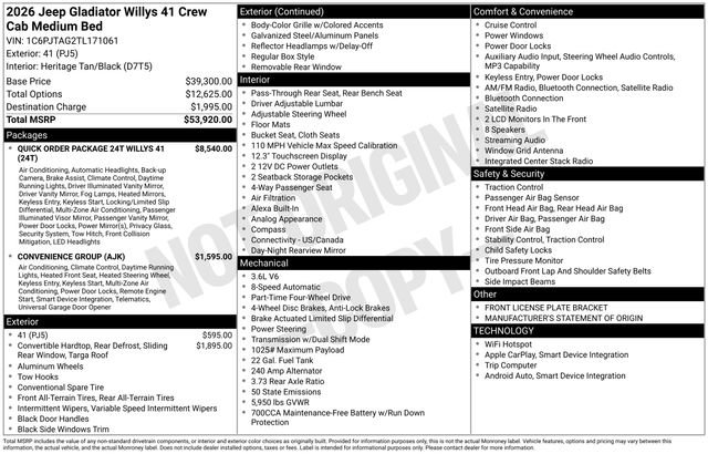 New 2026 Jeep Gladiator Willys AWD/4WD image 38