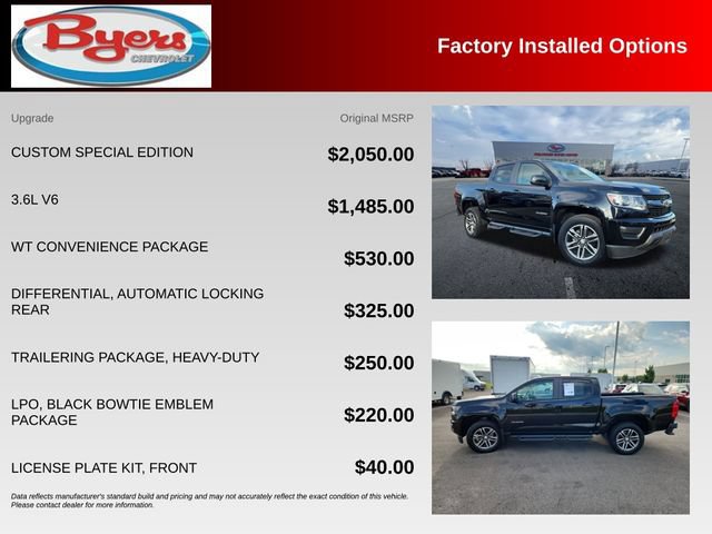 Used 2020 Chevrolet Colorado W/T w/ Custom Special Edition RWD image 10