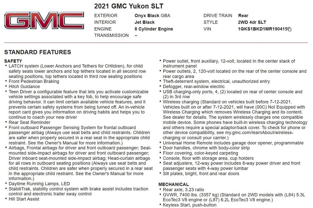 Used 2021 GMC Yukon SLT RWD image 16